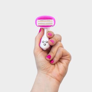 Aveline Women's Razor with 6-Blade Lubricated Cartridge - Multi-Grip Handle for Sensitive Skin with Lubricating Stip Pink