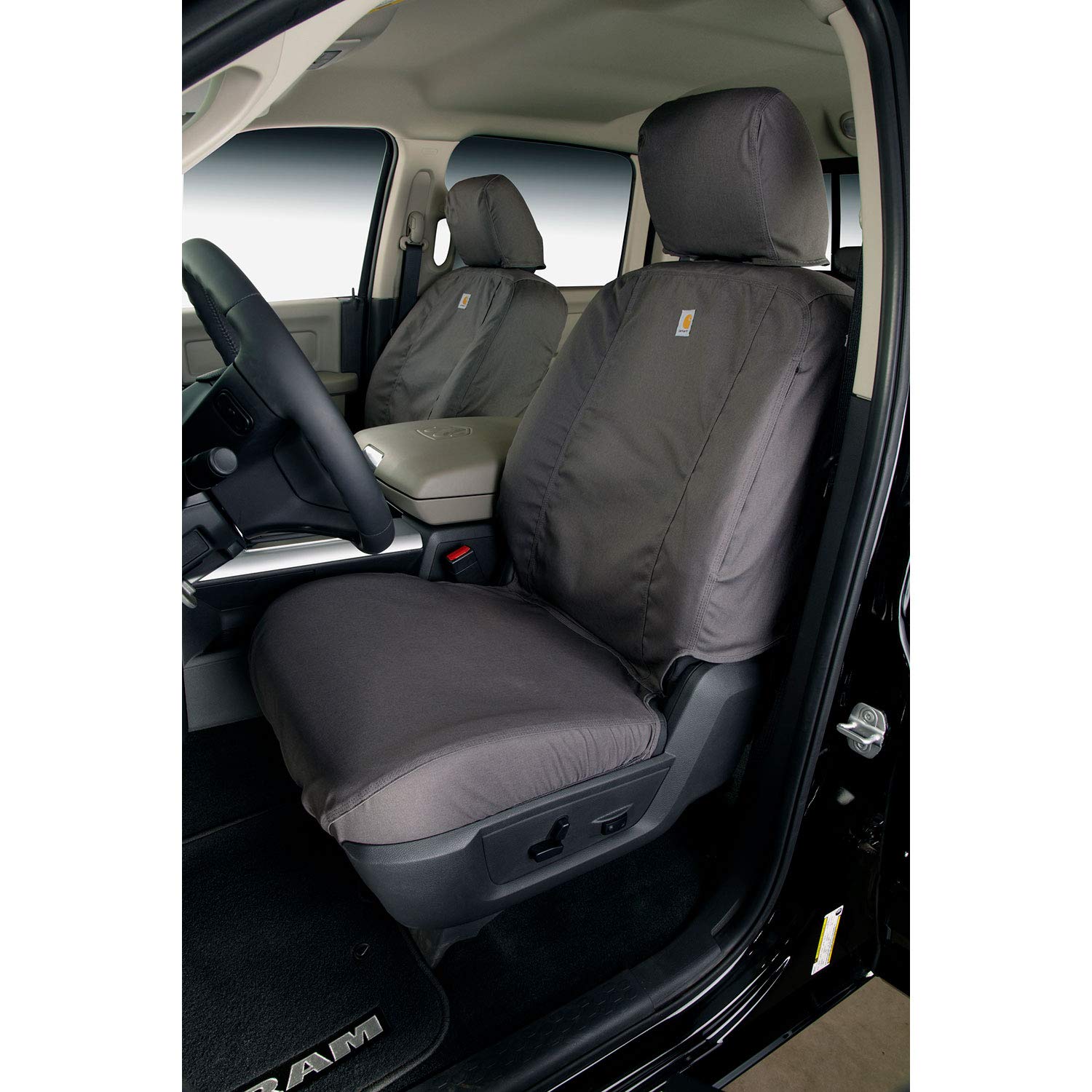 Covercraft Carhartt SeatSaver Custom Seat Covers | SSC8445CAGY | 2nd Row 60/40 Bench Seat | Compatible with Select Ford F-150 Models, Gravel