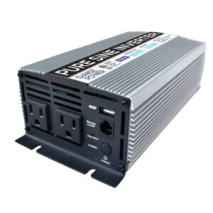 GoWISE Power 600W Pure Sine Wave Inverter 12V DC to 115V AC with 2 AC Outlets + 1 5V USB Port and 2 Clamp Cables (1200W Peak) PS1001