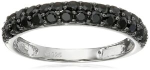 sterling silver black spinel round stackable ring, size 7