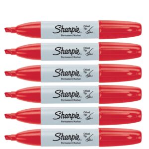 Sharpie 38283 Sharpie Chisel Tip Permanent Marker Open Stock - Red 6pk