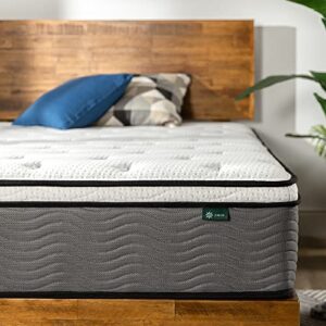 zinus 12 inch support plus pocket spring hybrid mattress, queen, strong coils for durable support, pocket innersprings for motion isolation, mattress in a box