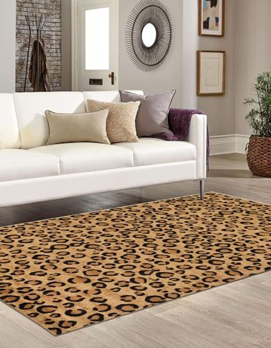 Unique Loom Wildlife Collection Area Rug - Leopard (9' x 12' Rectangle, Light Brown/ Black)