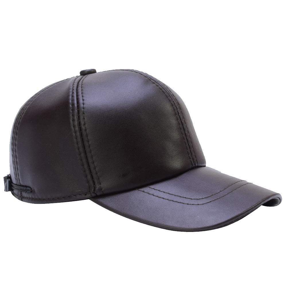 DID Men's Genuine soft lambskin Leather Baseball hats driving Adjustable Caps brown