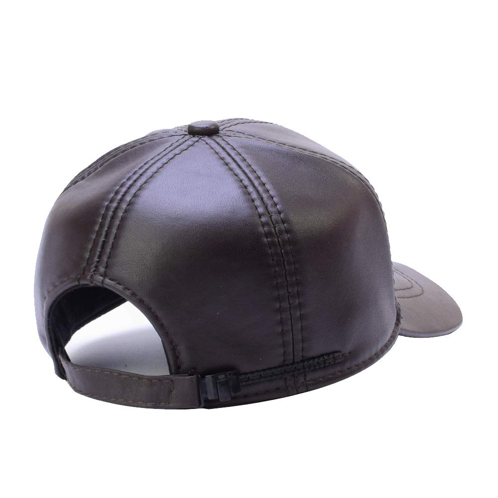 DID Men's Genuine soft lambskin Leather Baseball hats driving Adjustable Caps brown