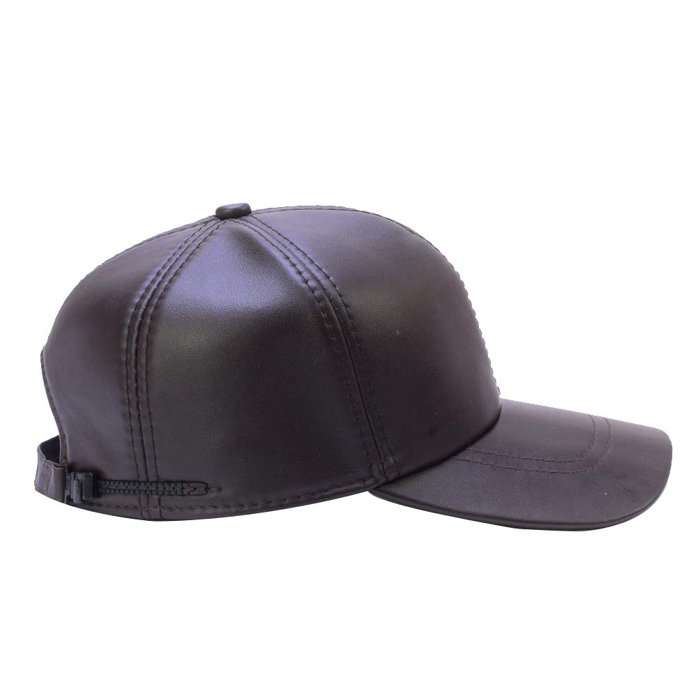 DID Men's Genuine soft lambskin Leather Baseball hats driving Adjustable Caps brown