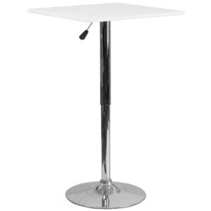 Flash Furniture Pearl 23.75'' Square Adjustable Height White Wood Swivel Top Table (Adjustable Range 33'' - 40.5'')