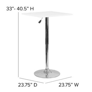 Flash Furniture Pearl 23.75'' Square Adjustable Height White Wood Swivel Top Table (Adjustable Range 33'' - 40.5'')