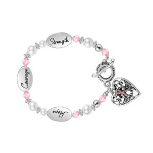 Fundraising For A Cause Pink Ribbon Breast Cancer “Hope, Strength Bracelet (1 Bracelet)