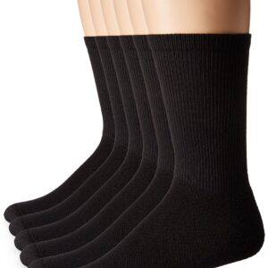 Hanes mens Freshiq X-temp Comfort Cool Crew Socks, 6-pack slipper socks, Black, 6 12 US