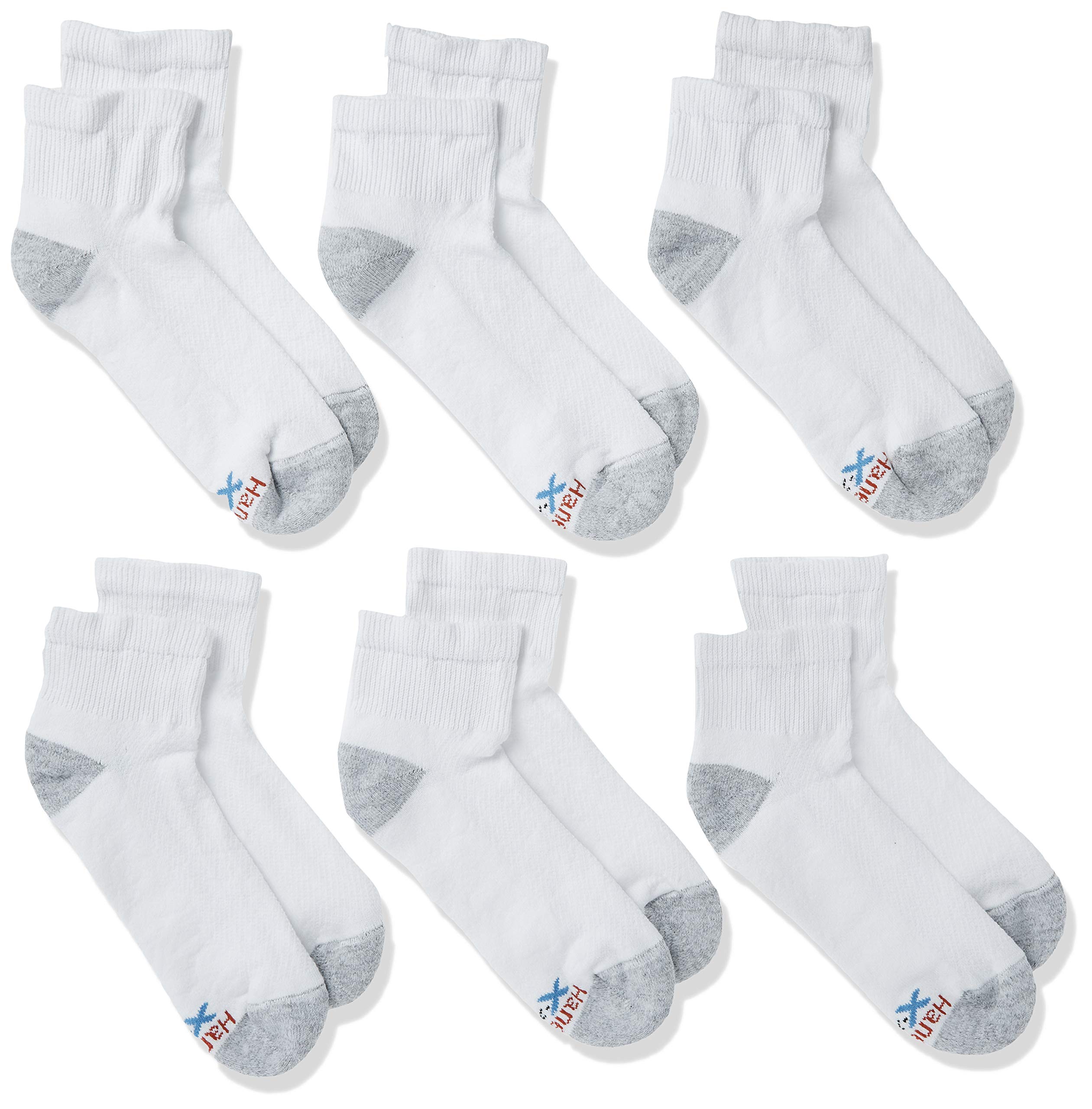 Hanes mens Freshiq X-temp Comfort Cool Ankle Socks, 6-pack casual socks, White/Grey, 6 12 US