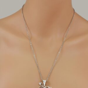 925 Sterling Silver Treble and Bass Clef Heart Pendant With 22" Hypoallergenic Cable Chain Necklace