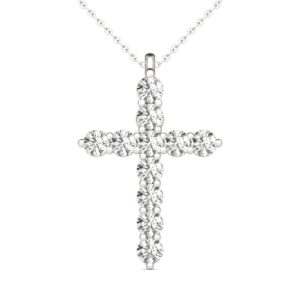 vaarya natural diamonds cross pendant ags certified 14k hypoallergenic white gold 1.00 ctw. gh/si2-i1