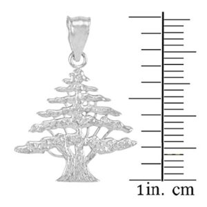 Polished 925 Sterling Silver Cedar Tree Charm Pendant Necklace, 22"