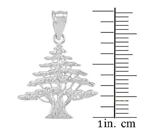 Polished 925 Sterling Silver Cedar Tree Charm Pendant Necklace, 22"