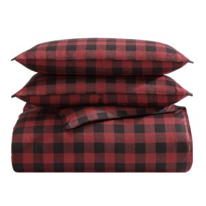 Eddie Bauer - Queen Comforter Set, Cotton Reversible Bedding, Buffalo Plaid Home Decor for All Seasons (Red/Black, Queen)