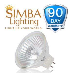 Simba Lighting Halogen MR16 20W 12V Light Bulbs (10 Pack) for Landscape, Track Lights, Fiber Optics, Desk Lamps, BAB C Spotlights with Glass Cover, GU5.3 Bi Pin Base, 2700K Warm White Dimmable