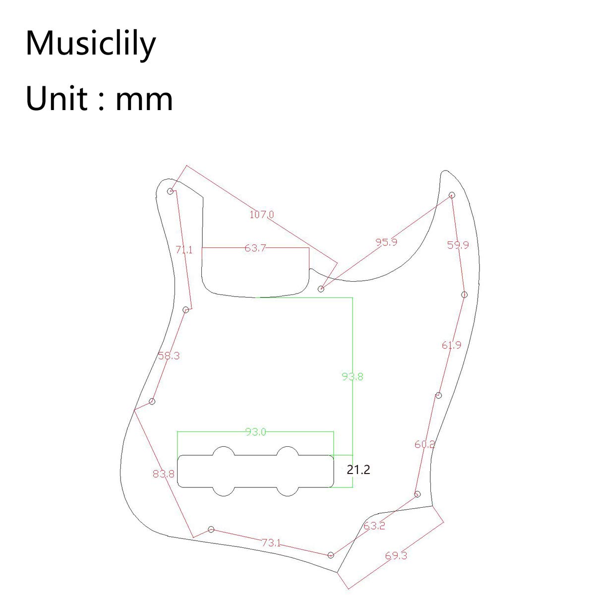 Musiclily 10 Hole Jazz Bass Pickguard J Bass Scratch Plate for 4 String USA/Mexican Fender American Standard Jazz Bass Modern Style, 4Ply Tortoise Shell