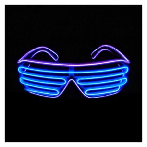 pinfox shutter el wire neon rave glasses flashing led sunglasses light up costumes for 80s, edm, party rb03 (purple - blue)