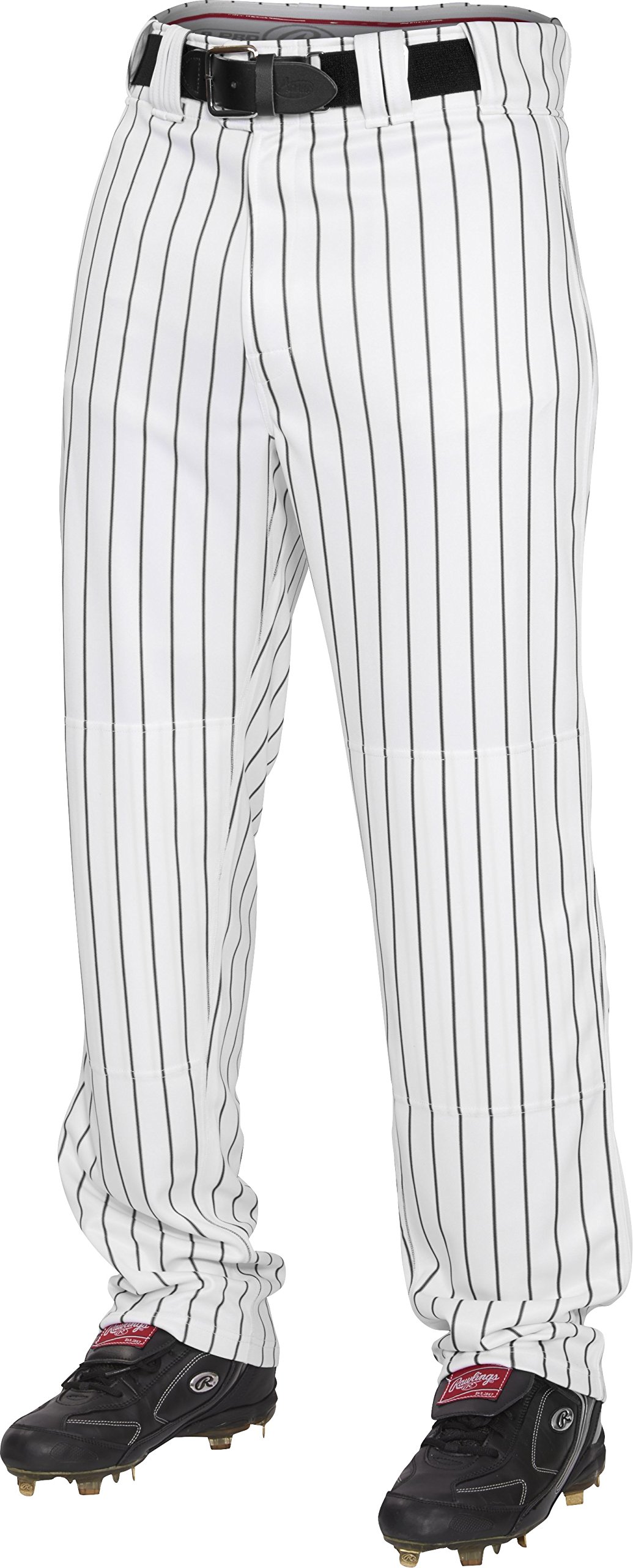 Rawlings PRO 150 Series Game/Practice Baseball Pant | Adult Medium | Pinstripes - White/Black | Relaxed Fit