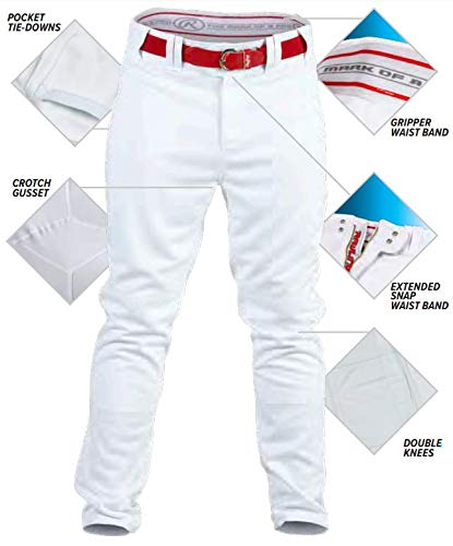 Rawlings PRO 150 Series Game/Practice Baseball Pant | Adult Medium | Pinstripes - White/Black | Relaxed Fit