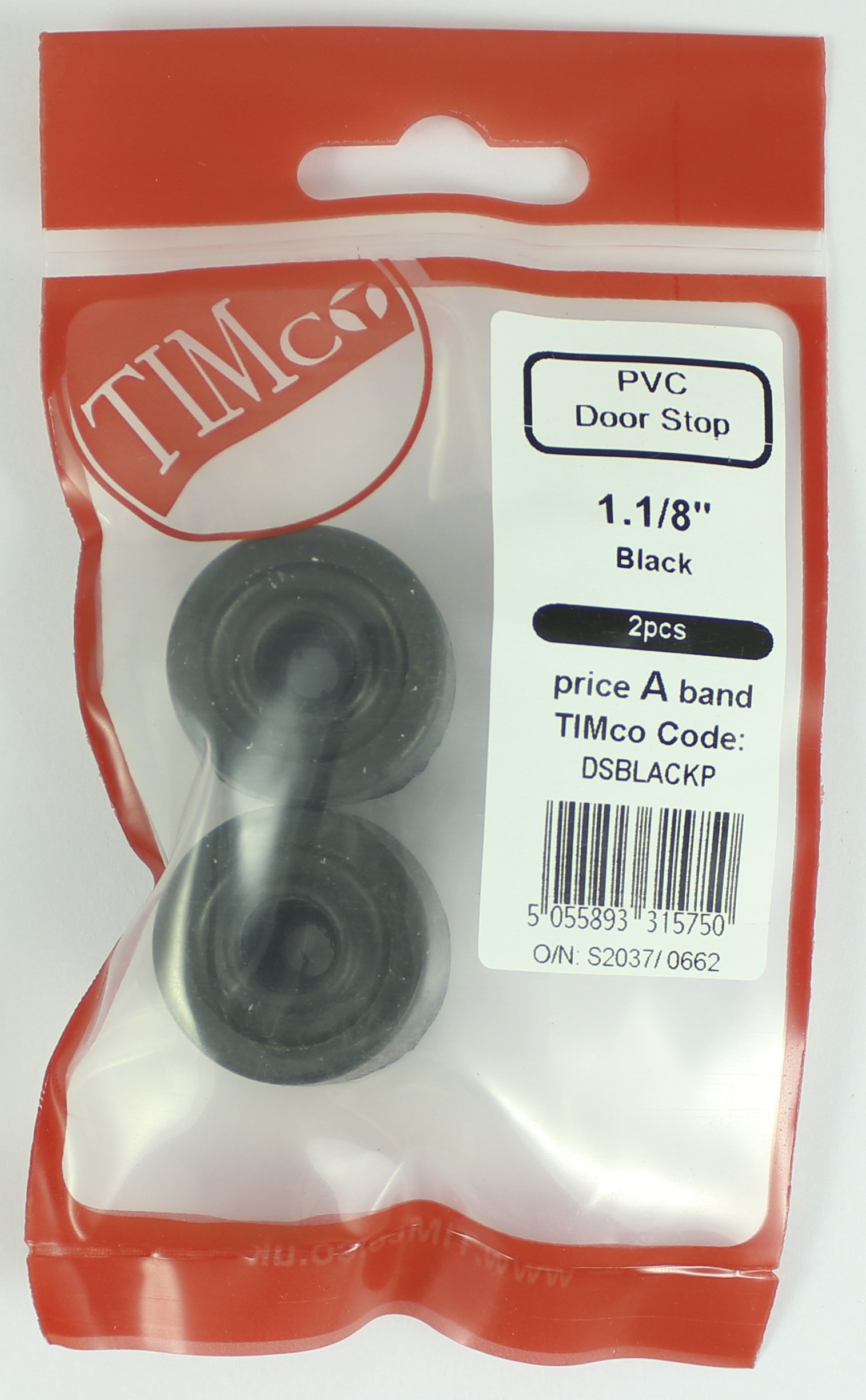 TIMCO PVC Door Stops 21 x 32mm - Black (Pack of 2)