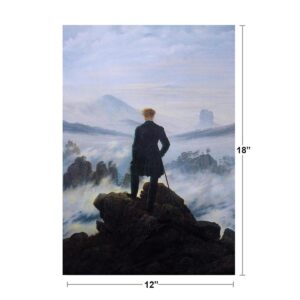 Wanderer Above The Sea of Fog 1818 by Caspar David Friedrich Museum Art Print Poster Classy Classic Vintage Retro Aesthetic Modern Wall Decor Picture Bedroom Cool Wall Art Print Poster 12x18