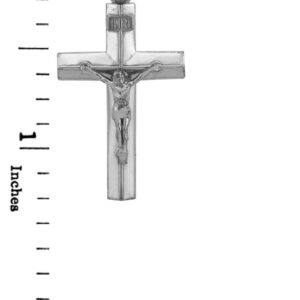 Solid 14k White Gold Linear Cross Charm INRI Crucifix Pendant