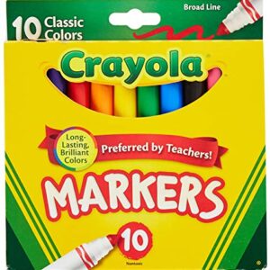 Crayola 758114552570 Broad Line Markers, Classic Colors 10 Each (Pack of 24), Case of 24 no, Count