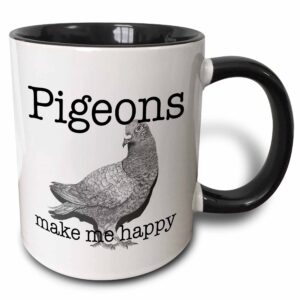 3drose pigeons make me happy mug, 1 count (pack of 1), black