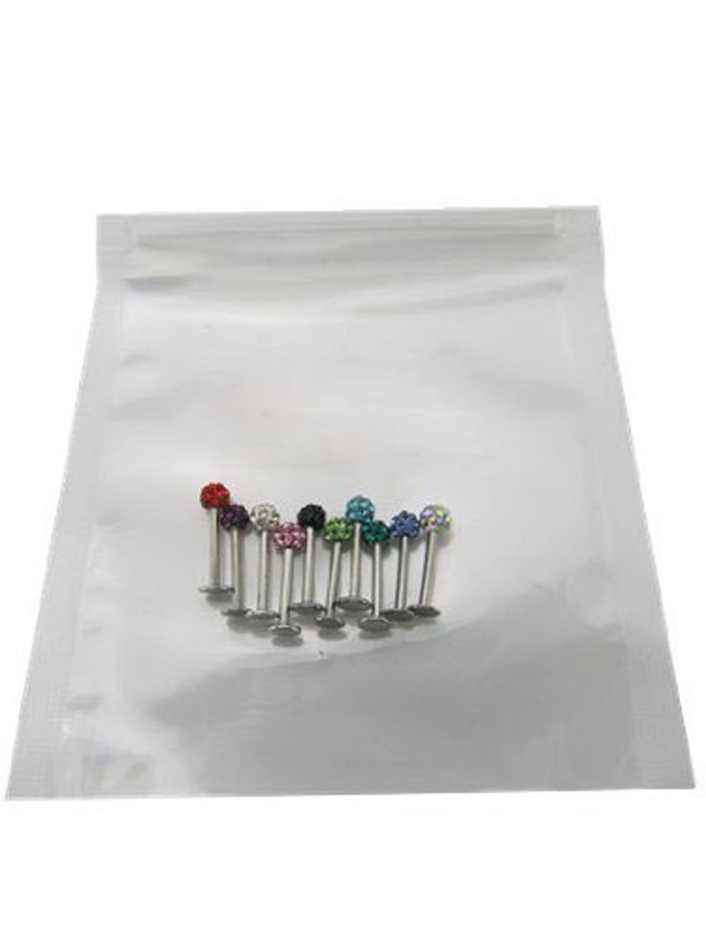 Honbay 10color Mixed Labret Ring,honbayTM 10pcs Mixed 16g Czech Crystal Lip Labret Ring Studs Monroe Stainless Steel Piercing