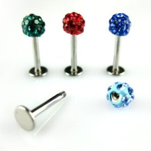 Honbay 10color Mixed Labret Ring,honbayTM 10pcs Mixed 16g Czech Crystal Lip Labret Ring Studs Monroe Stainless Steel Piercing