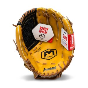 Franklin Sports Baseball and Softball Glove - Field Master - Baseball and Softball Mitt Tan, 14" - Basket Web