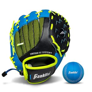 Franklin Sports Kids Baseball Glove - NeoGrip Boys + Girls Youth Tball Glove - Toddler + Youth Teeball, Baseball + Softball Mitt - Right Hand Throw - 9.5" ,Blue