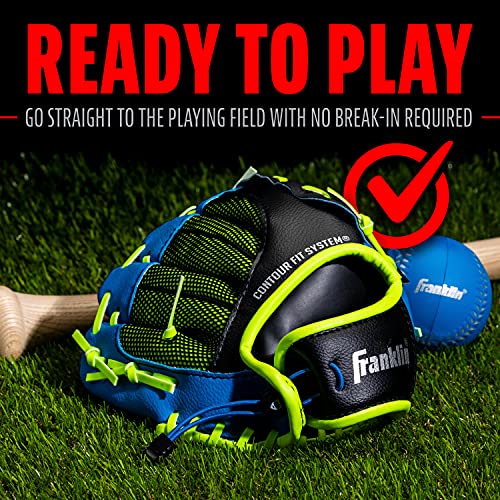 Franklin Sports Kids Baseball Glove - NeoGrip Boys + Girls Youth Tball Glove - Toddler + Youth Teeball, Baseball + Softball Mitt - Right Hand Throw - 9.5" ,Blue