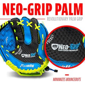 Franklin Sports Kids Baseball Glove - NeoGrip Boys + Girls Youth Tball Glove - Toddler + Youth Teeball, Baseball + Softball Mitt - Right Hand Throw - 9.5" ,Blue