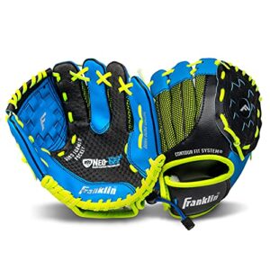 Franklin Sports Kids Baseball Glove - NeoGrip Boys + Girls Youth Tball Glove - Toddler + Youth Teeball, Baseball + Softball Mitt - Right Hand Throw - 9.5" ,Blue