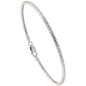 2mm thick solid sterling silver 925 italian omega chain necklace chocker with lobster claw clasp jewelry - inch 12"/30cm, 14"/35cm, 16"/40cm, 18"/45cm, 20"/50cm, 22"/55cm, 24"/60cm