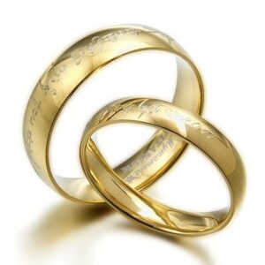 gemini personalize his and her 18k gold color anniversary wedding titanium rings set dome court valentine day gift