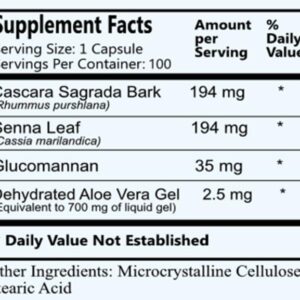 Daily Manufacturing Vega-Lax™ (Cascara Sagrada Bark, Senna Leaf, Glucomannan & Dehydrated Aloe Vera Gel) 100 Vegetarian Capsules