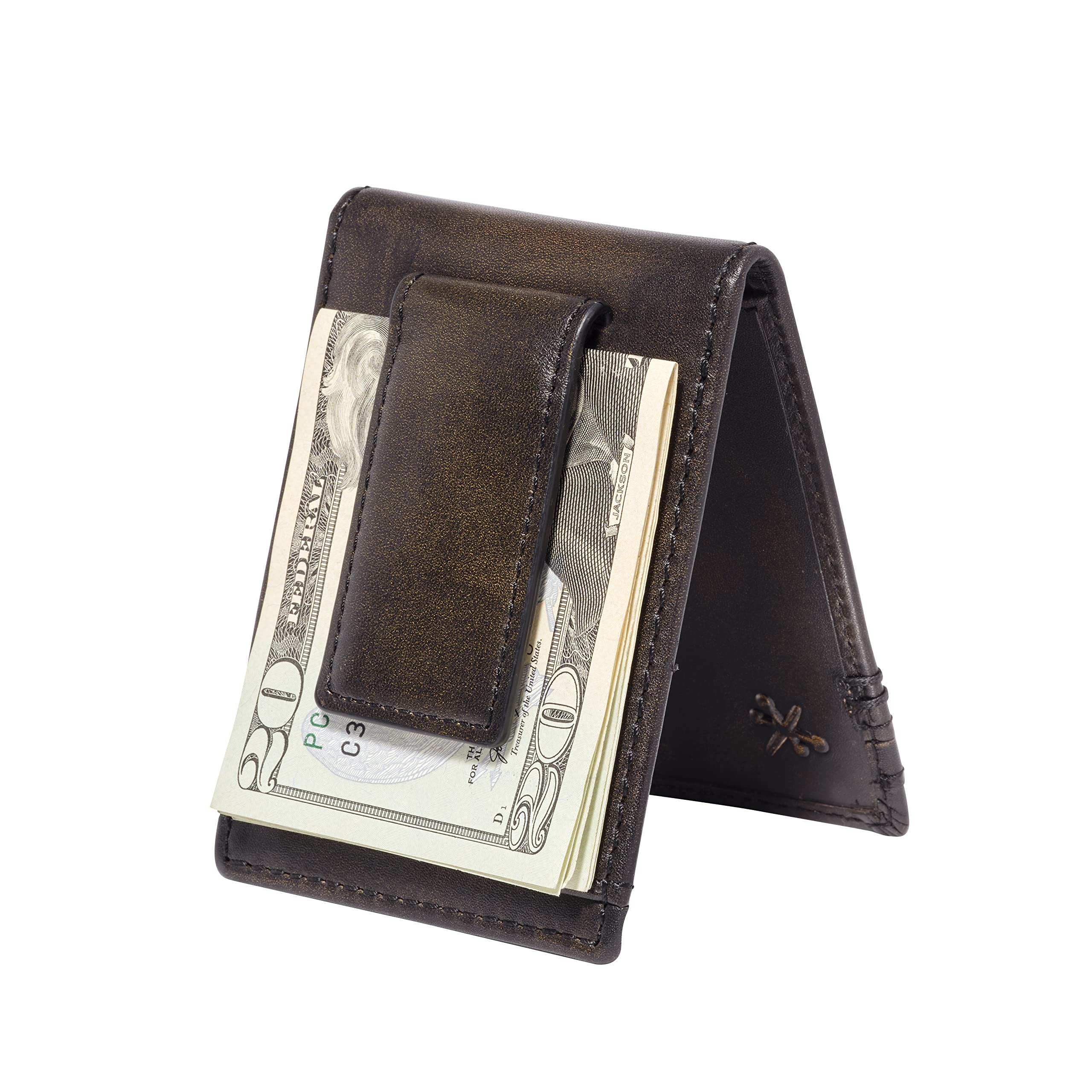 HoJ Co. SKULL Bifold Front Pocket Wallet | Biker Money Clip Wallet | Strong Magnetic Clip | Bifold with Money Clip | Slim Wallet