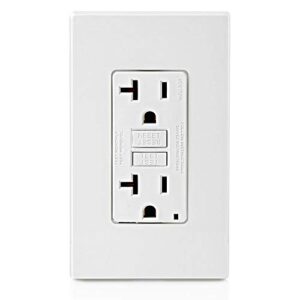 Leviton GFCI Outlet, 20 Amp, Self Test, Non Tamper-Resistant with LED Indicator Light, Protection from Electric Shock and Electrocution, GFNT2-W, White