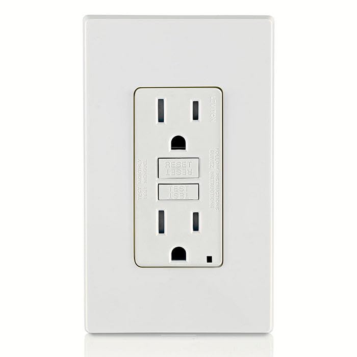 Leviton GFCI Outlet, 20 Amp, Self Test, Tamper-Resistant with LED Indicator Light, Protection from Electric Shock and Electrocution, GFTR2-W, White