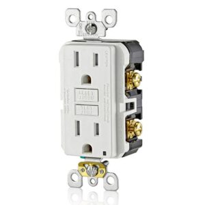 Leviton GFCI Outlet, 20 Amp, Self Test, Tamper-Resistant with LED Indicator Light, Protection from Electric Shock and Electrocution, GFTR2-W, White