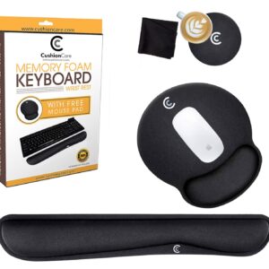 4pc Wrist Rests for Keyboard and Mouse Pad Set - Memory Foam Cushion, Black - Ergonomic Wrists Hand Arm Rest Support for Laptop Computer Desk and Gaming - Carpal Tunnel Syndrome Relief