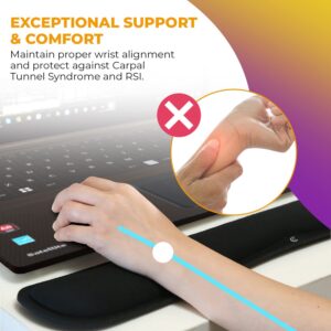 4pc Wrist Rests for Keyboard and Mouse Pad Set - Memory Foam Cushion, Black - Ergonomic Wrists Hand Arm Rest Support for Laptop Computer Desk and Gaming - Carpal Tunnel Syndrome Relief