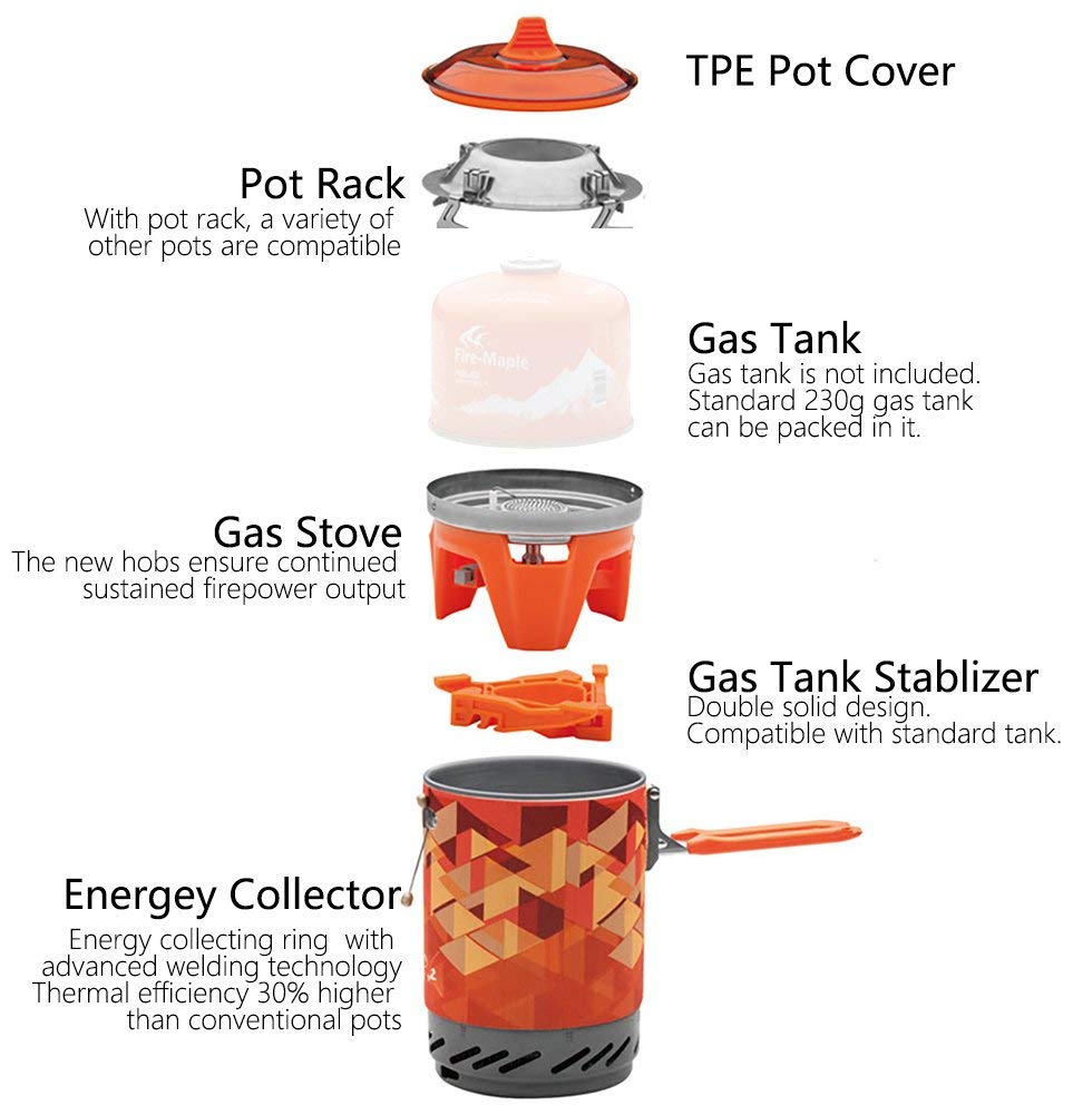 Fire Maple X2 Cooking System Portable Backpacking Camping Stove Camping Pot with Piezo Ignition