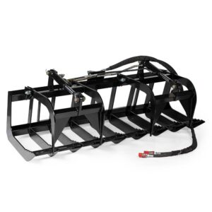 titan attachments 72in economy skid steer root grapple bucket attachment, 3/8in thick steel frame, quick tach mounting system