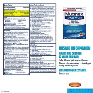 Maximum Strength Mucinex Fast-Max Cold, Flu, & Sore Throat Liquid Gels, 16ct, Controls Cough, Thins & Loosens Mucus, Relieves Nasal & Chest Congestion, Headache & Fever