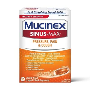 mucinex sinus-max max strength pressure, pain & cough liquid gels 16 ea